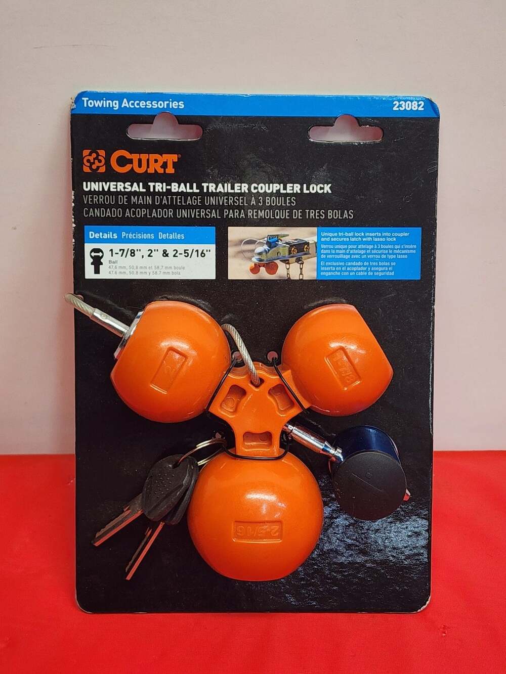 CURT Universal Tri-Ball Trailer Coupler Lock, Model 23082